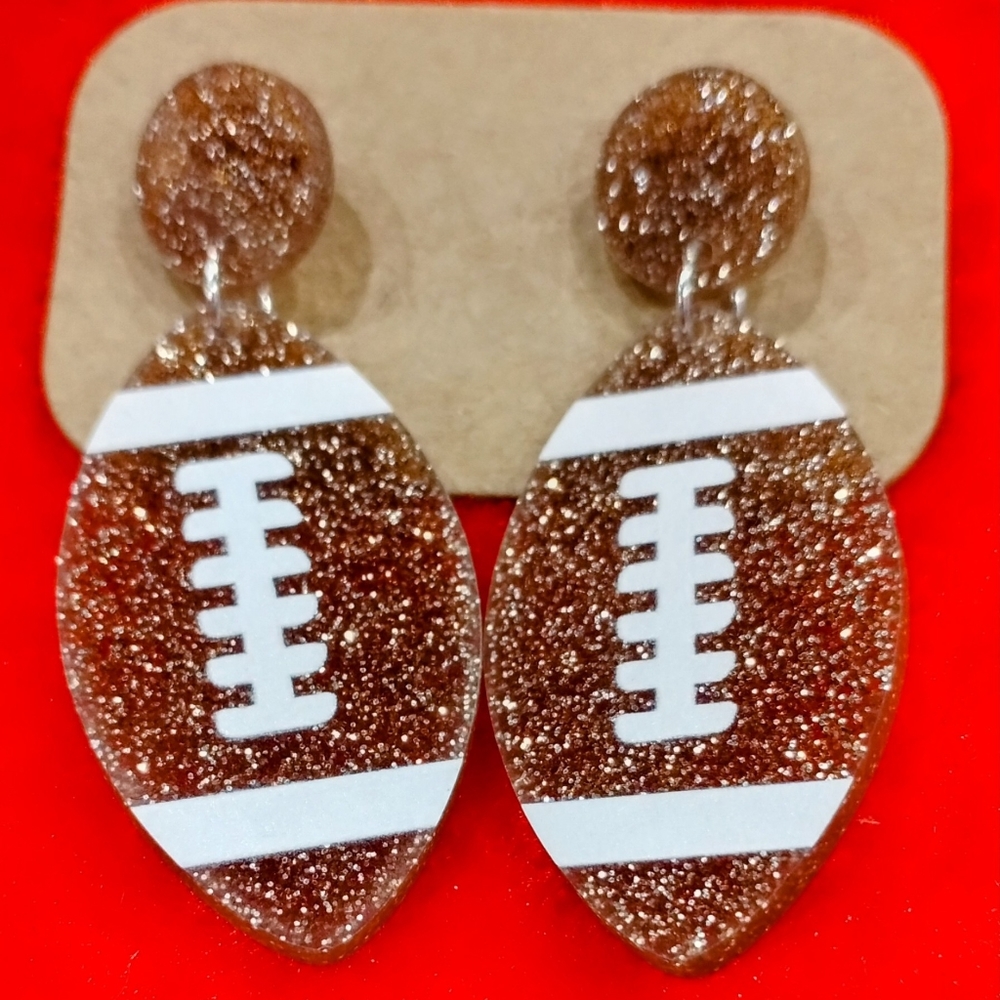 Bling football shaped earrings